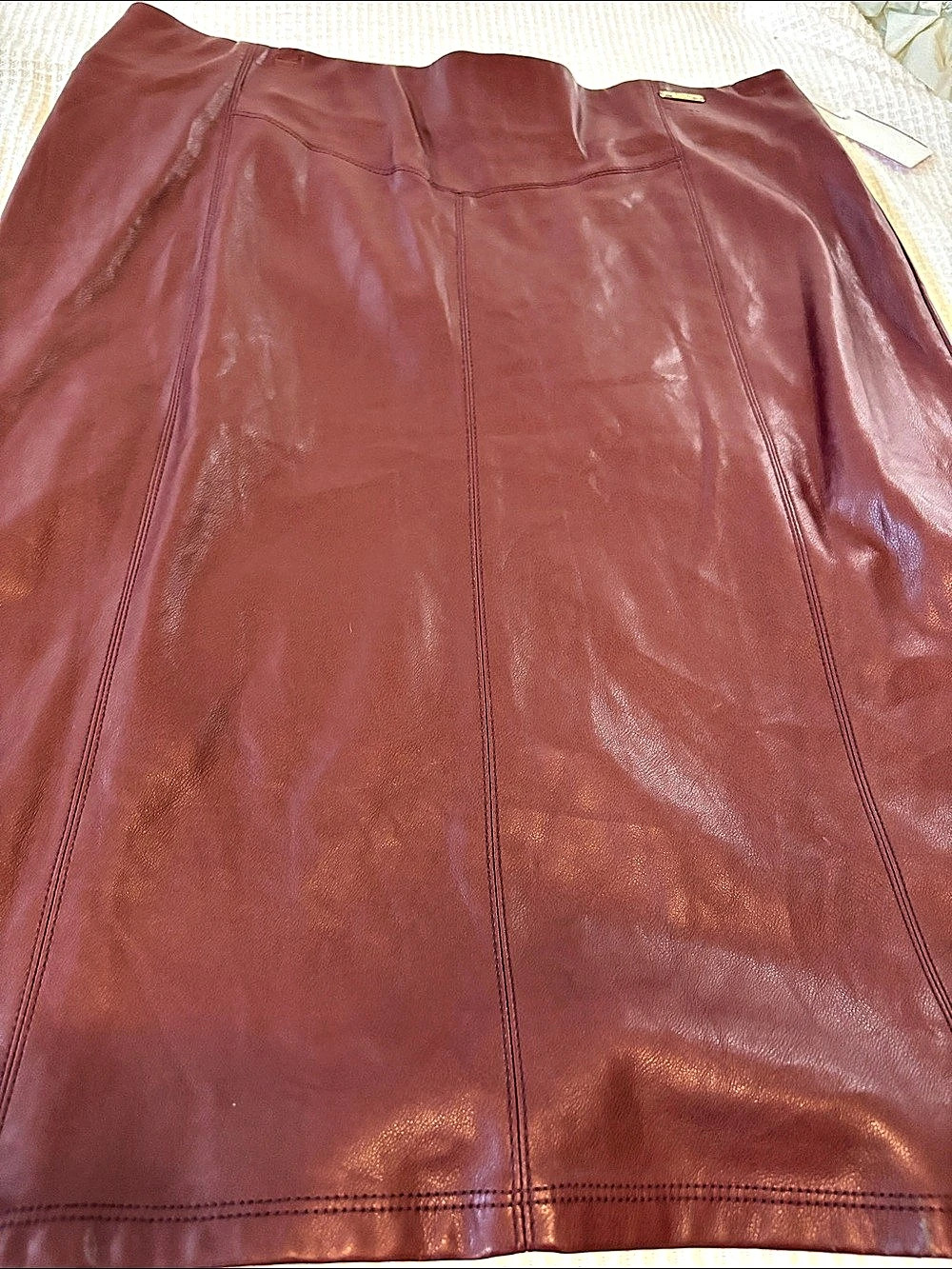 Marc New York Faux Leather Skirt Burgundy Large